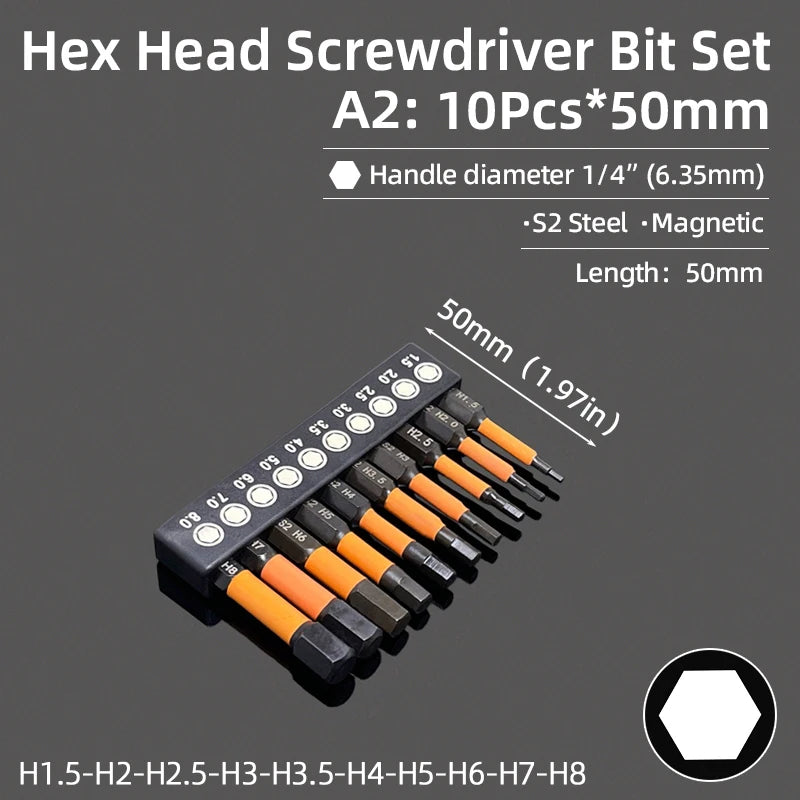 Magnetic Hex Allen Wrench Drill Bit Set (Metric & SAE, 1/4-Inch Shank)