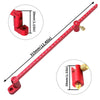 A long red aluminum circle drawing ruler and center finder with various sized holders for woodworking