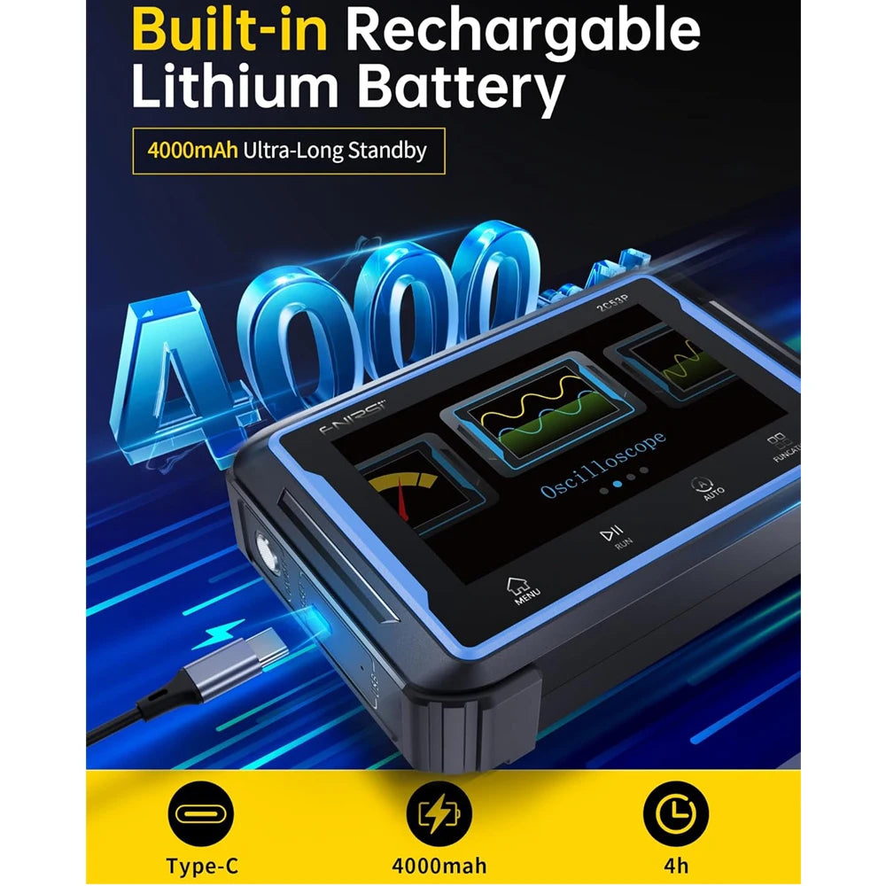 3-in-1 Handheld Oscilloscope, Multimeter, and Signal Generator with Touchscreen