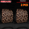Leopard Print Plush Car Headrest Cover, Set of 2