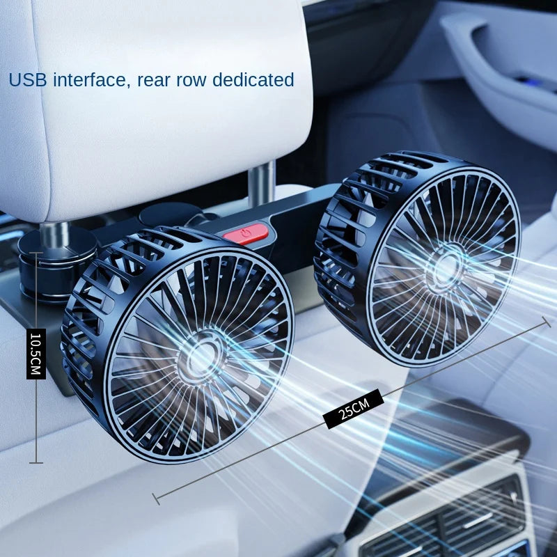 Dual-Head USB Car Seat Cooling Fan