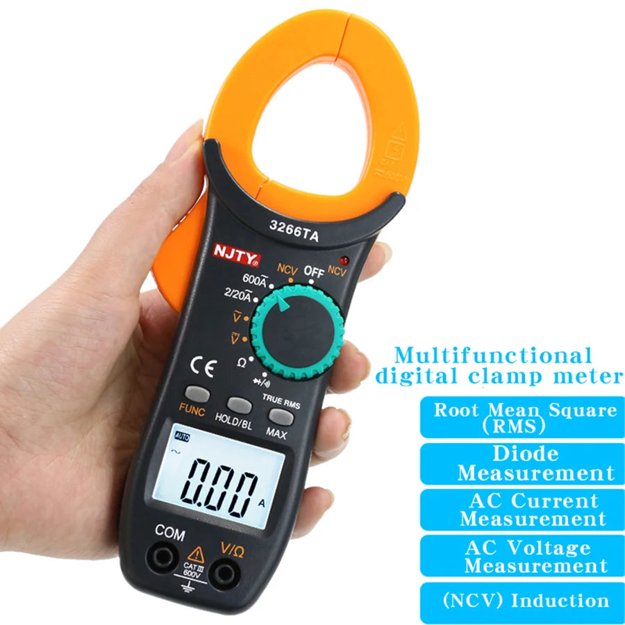 AC/DC Digital Clamp Meter with Temperature and Capacitance Testing