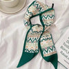 Floral Print Silk Hair Scarf for Women – Long Ribbon Headband