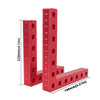 Un ensemble de serre-joints d'angle pour menuiserie de précision rouges, montrant un serre-joint vertical et en L.