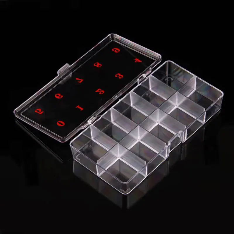 Clear Nail Tip Storage Box with Compartments