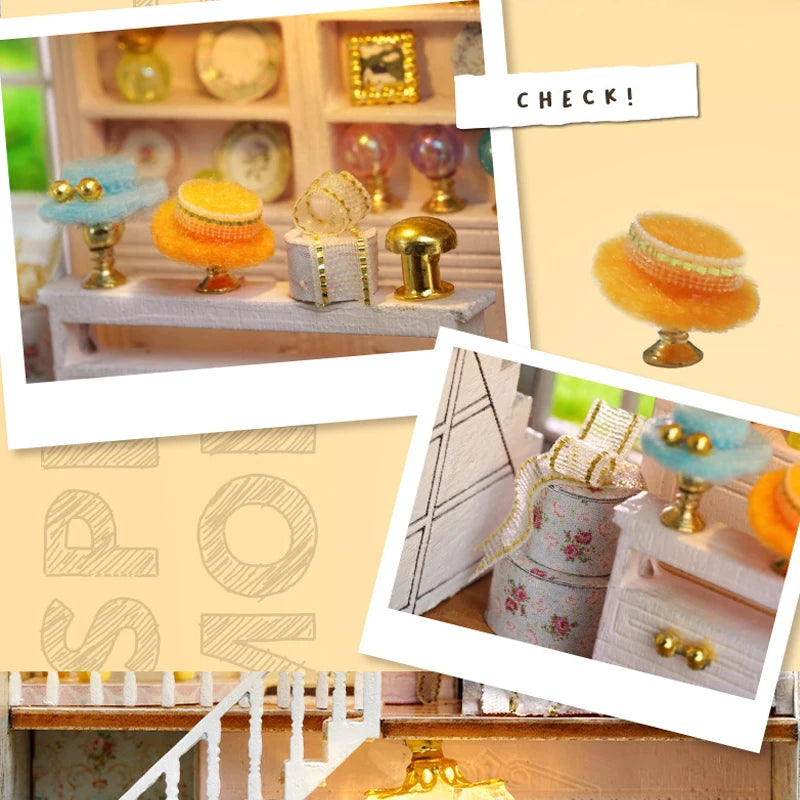 DIY Miniature Wooden Dollhouse Kit with Lighting
