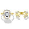 3ct Emerald Cut Moissanite Stackable Ring Set in 14K Gold Filled