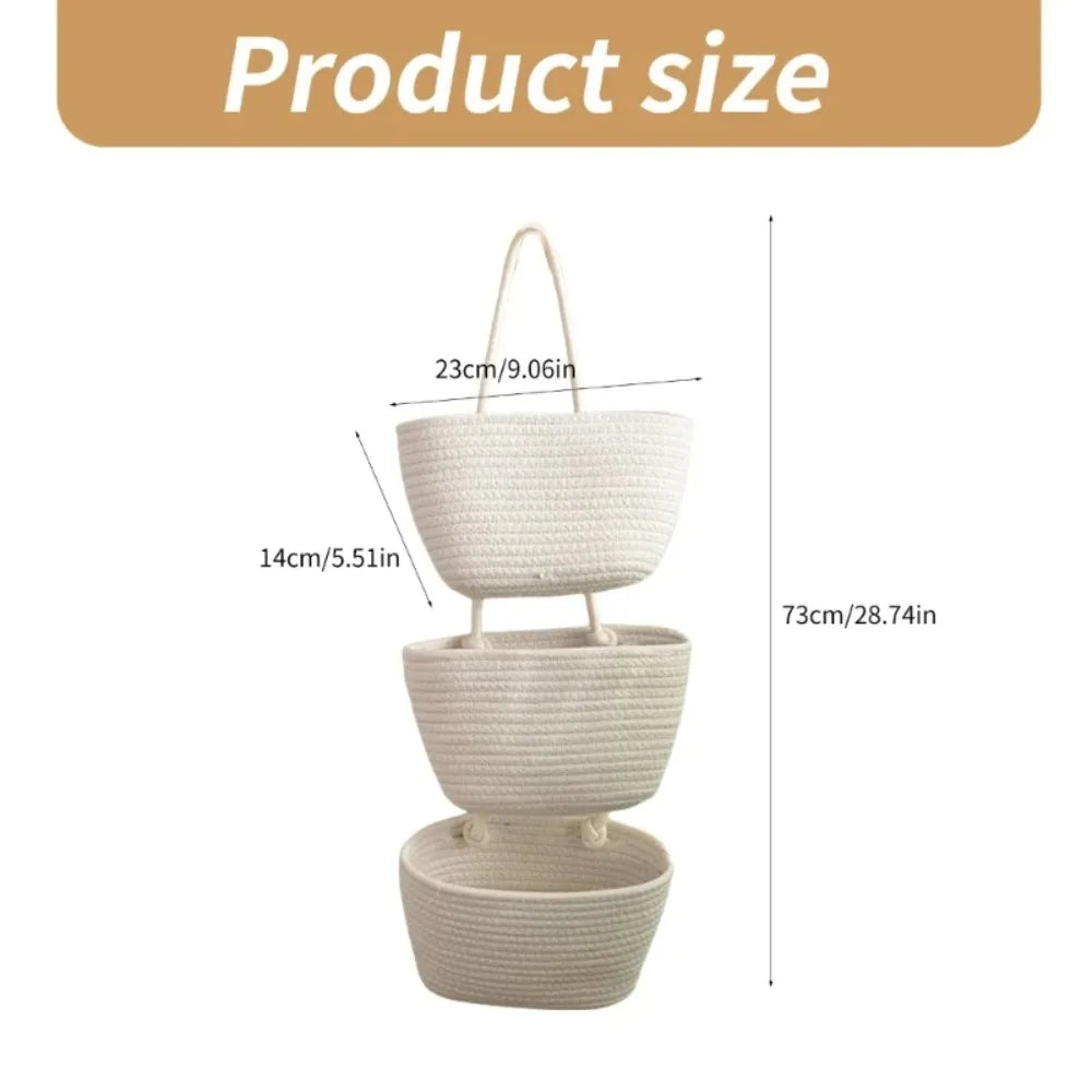 Handwoven 3-Tier Hanging Storage Basket