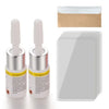 A kit for windshield glass repair resin including a small bottle and a clear plastic sheet.