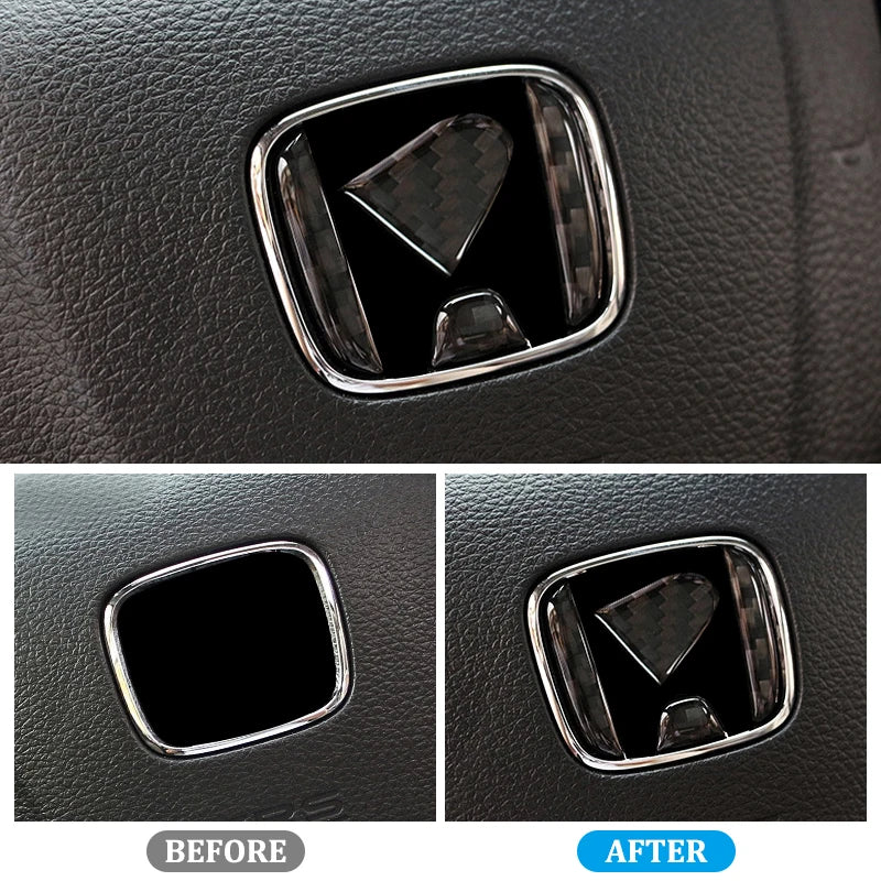 Carbon Fiber Steering Wheel Emblem Decals for Honda Models 2015-2022