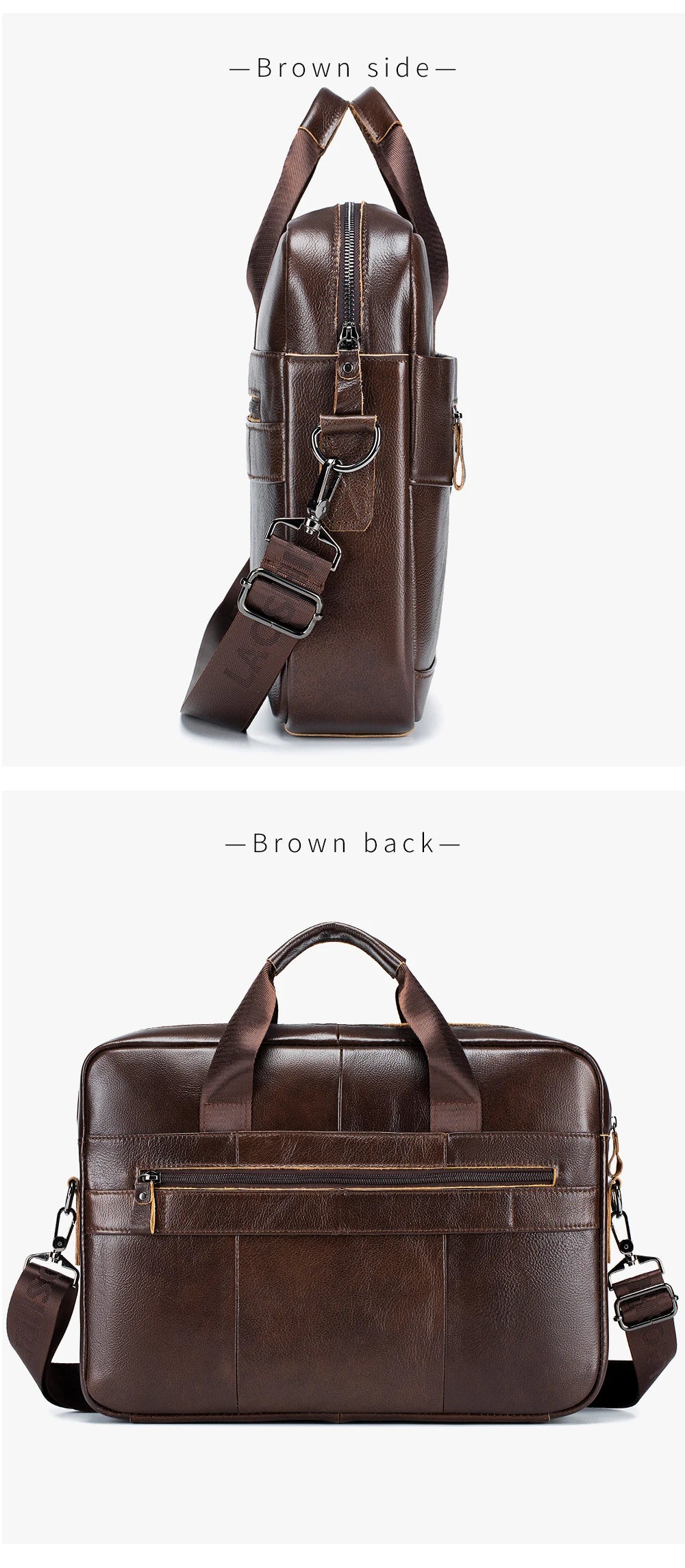 Genuine Leather Laptop Briefcase for Men – 14" Retro Cowhide Bag