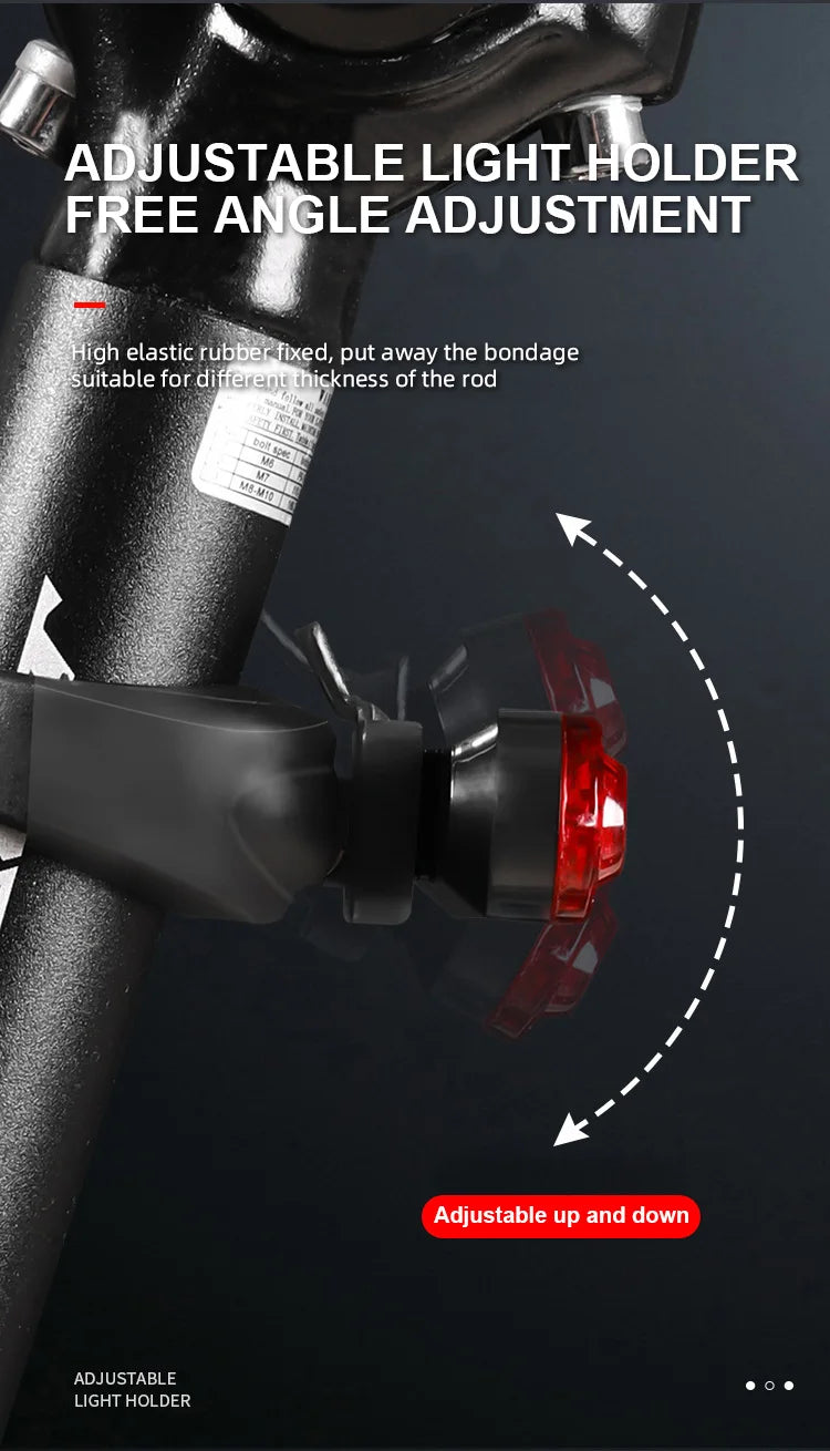 Adjustable light holder for a bicycle, showing the ability to adjust the light up and down.