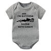 Funny Racing Baby Bodysuit - 'Watching Racing with Daddy' Newborn Romper