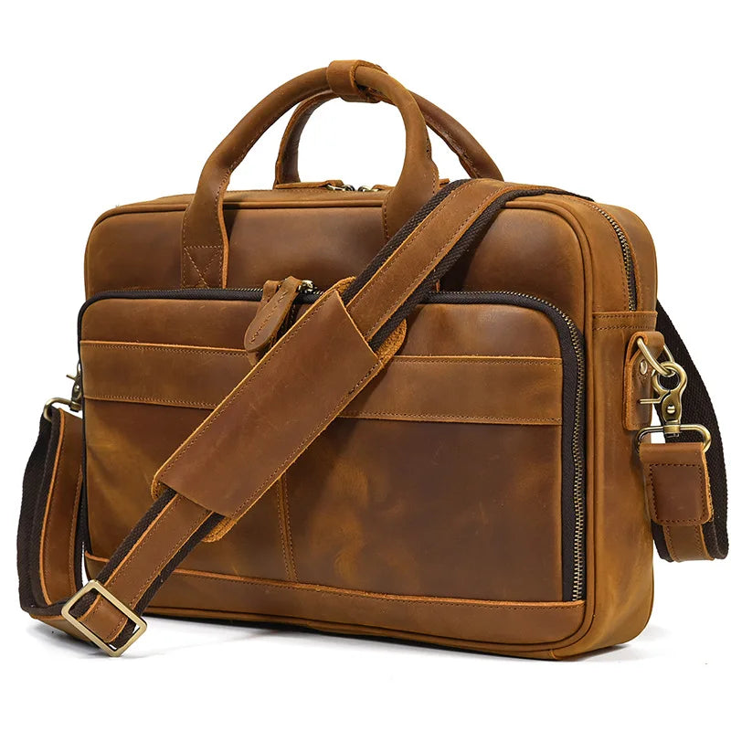 Vintage Genuine Leather Executive Laptop Briefcase