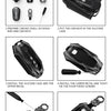 Step-by-step instructions showing how to install a silicone case and key chain onto a zinc alloy key fob for Chevy Silverado 