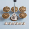 A set of bronze buttons shaped like jeans for clothing