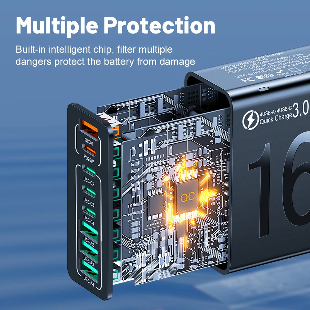 8-Port USB Wall Charger with 150W Fast Charging