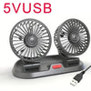 A gray car cooling fan with two rotating blades and an aromatherapy diffuser is shown on a charging base.