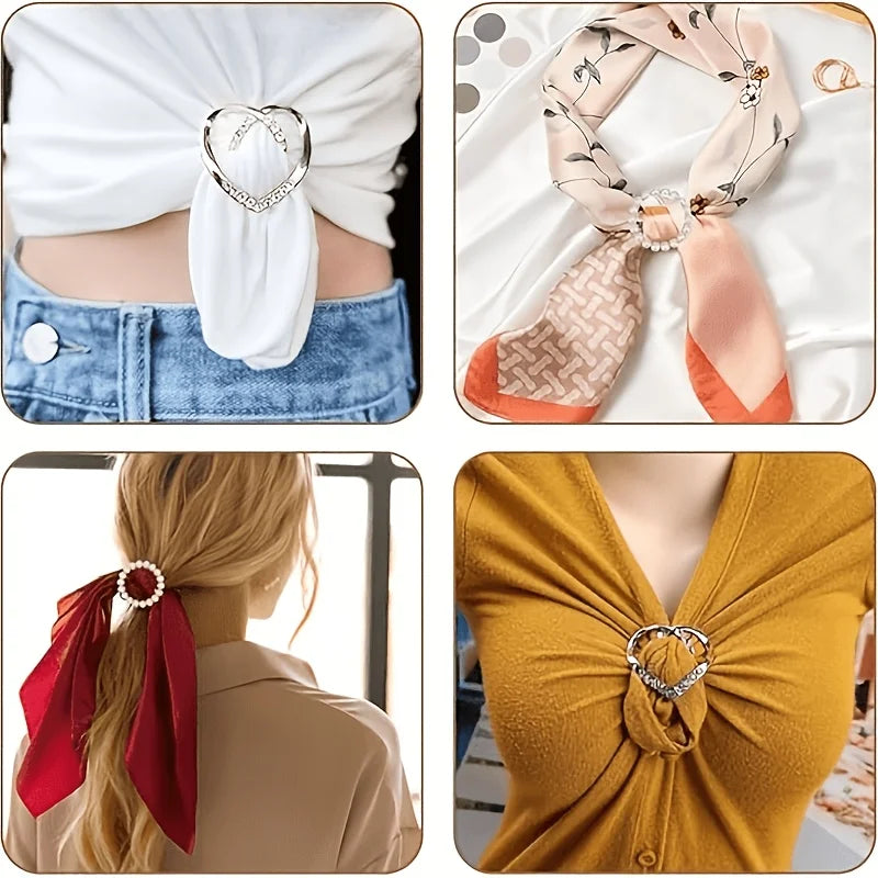 Elegant Scarf Buckle Set - 4 Piece Metal Fashion Clips