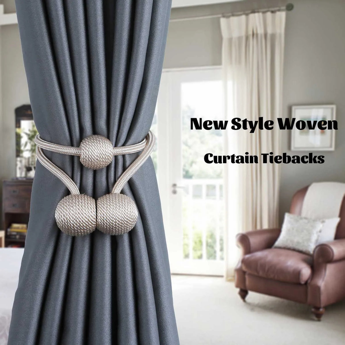 Magnetic Curtain Tiebacks with Decorative Ball Buckle