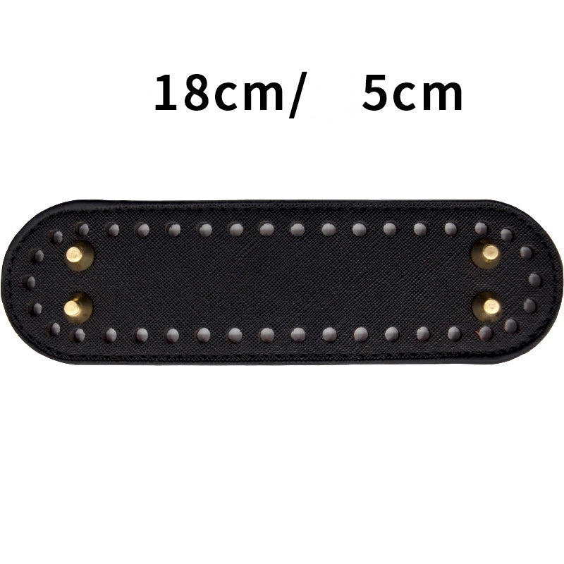 Black PU leather oval bag bottom for DIY crochet and knitted bags with 18cm by 5cm dimensions