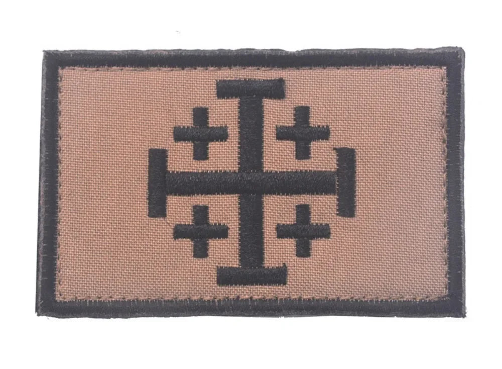 Embroidered Crusader Cross Tactical Patch with Hook and Loop Backing