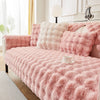 Plush Rabbit-Feel Sofa Cover with Anti-Slip Backing