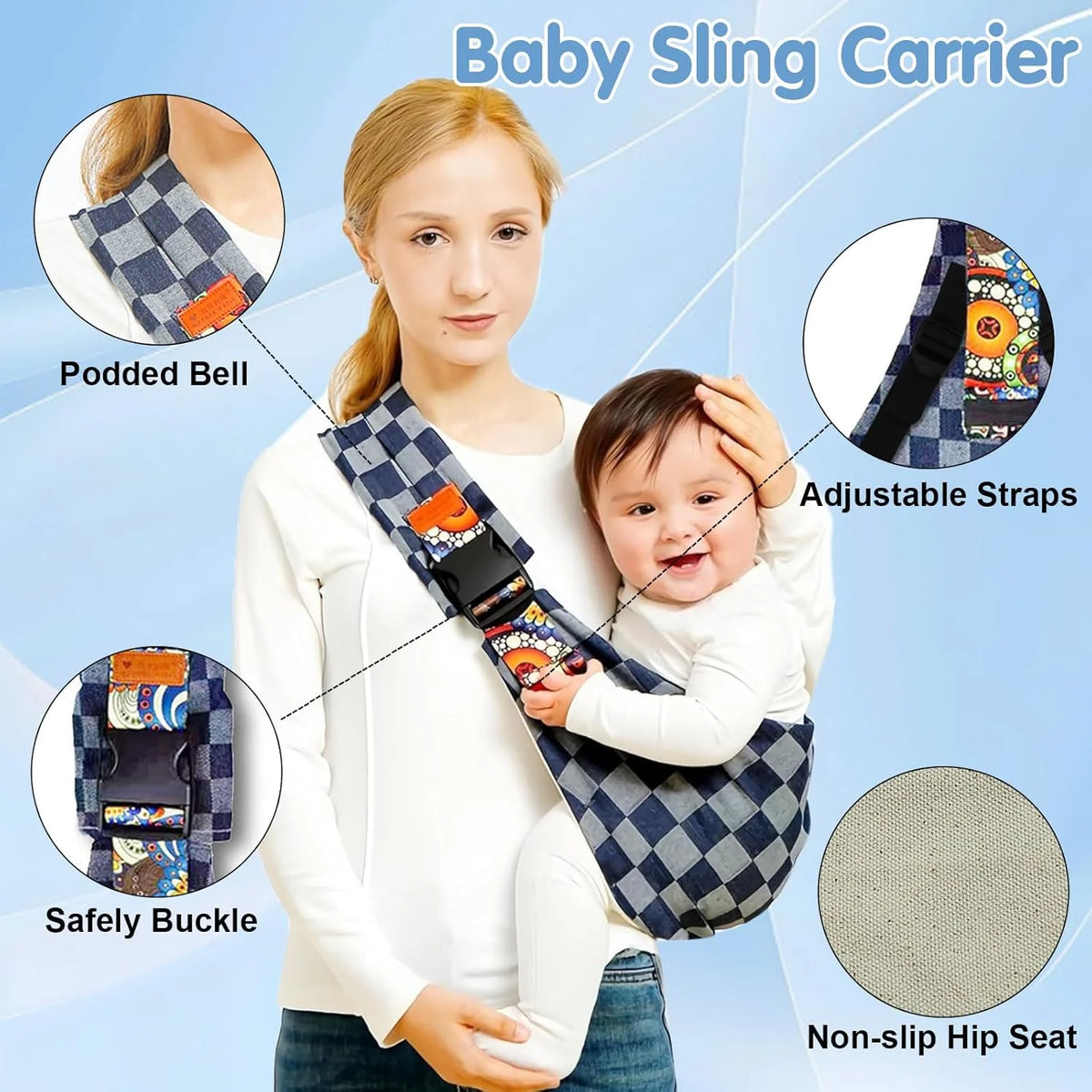 Adjustable Baby Sling Carrier for Newborns and Toddlers