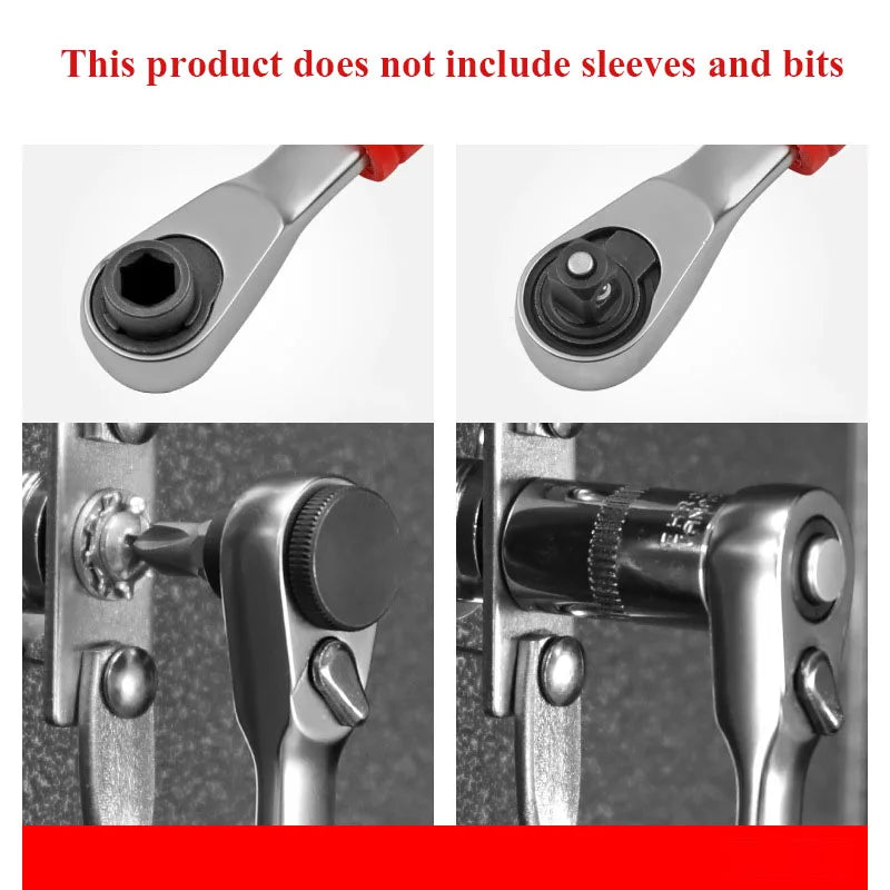 Compact 2-in-1 Ratchet Wrench with Socket and Bit Drives
