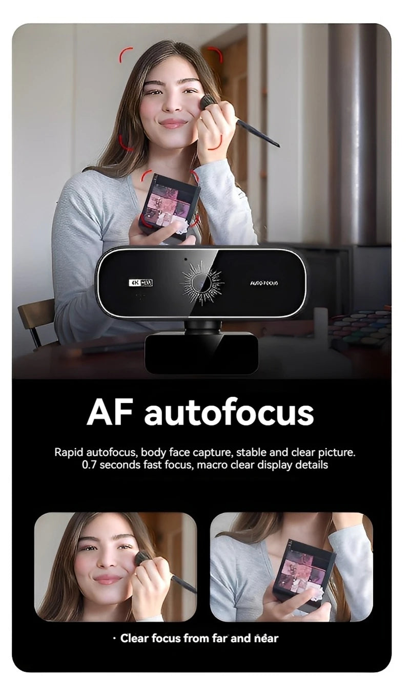 4K Webcam with Autofocus, Remote Control & Privacy Cover