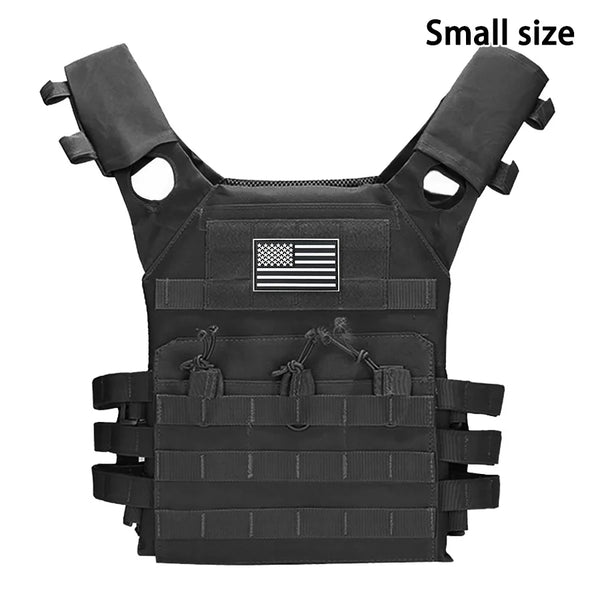 Schwarzes multifunktionales MOLLE-Übungsvest mit US-Flagge-Emblem