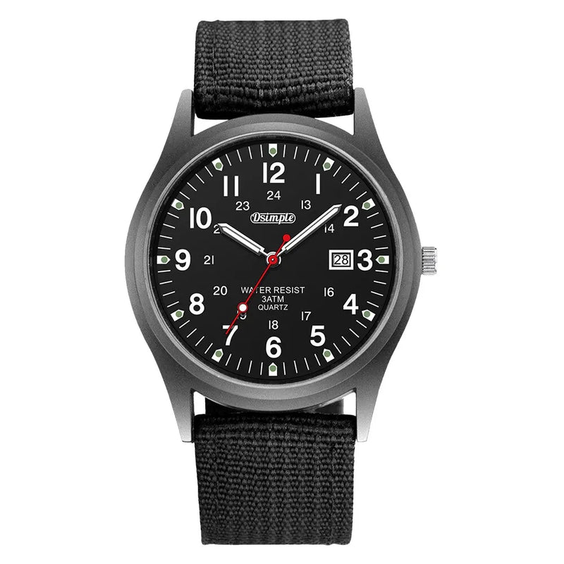 Luminous Military-Style Quartz Wristwatch with Nylon Strap
