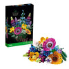 A box of Botanical Blooms building blocks featuring a colorful artificial flower bouquet.