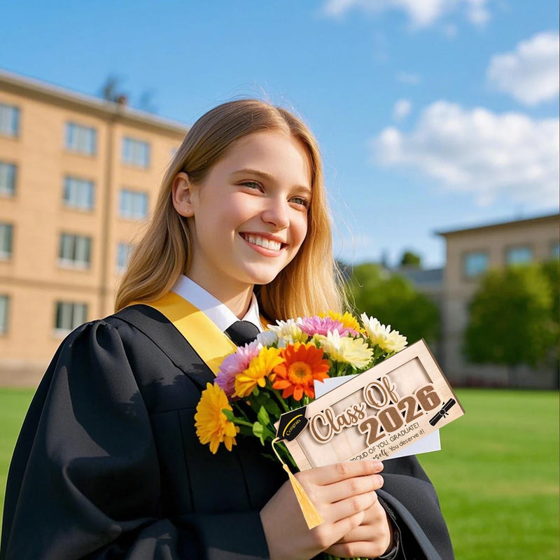 Wooden Graduation Cap Money Box – Class of 2026 Keepsake