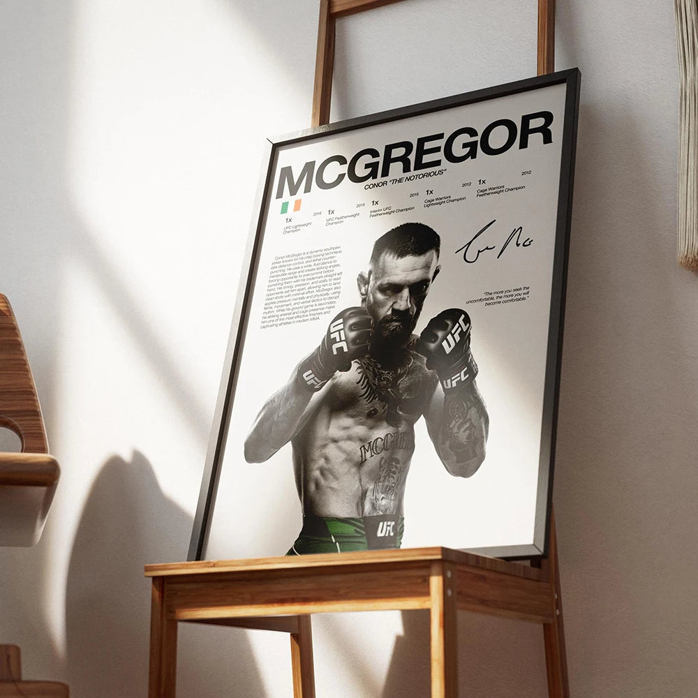 Boxing Legend Fighter Canvas Wall Art - MMA Champion Poster Print for Home Gym Decor
