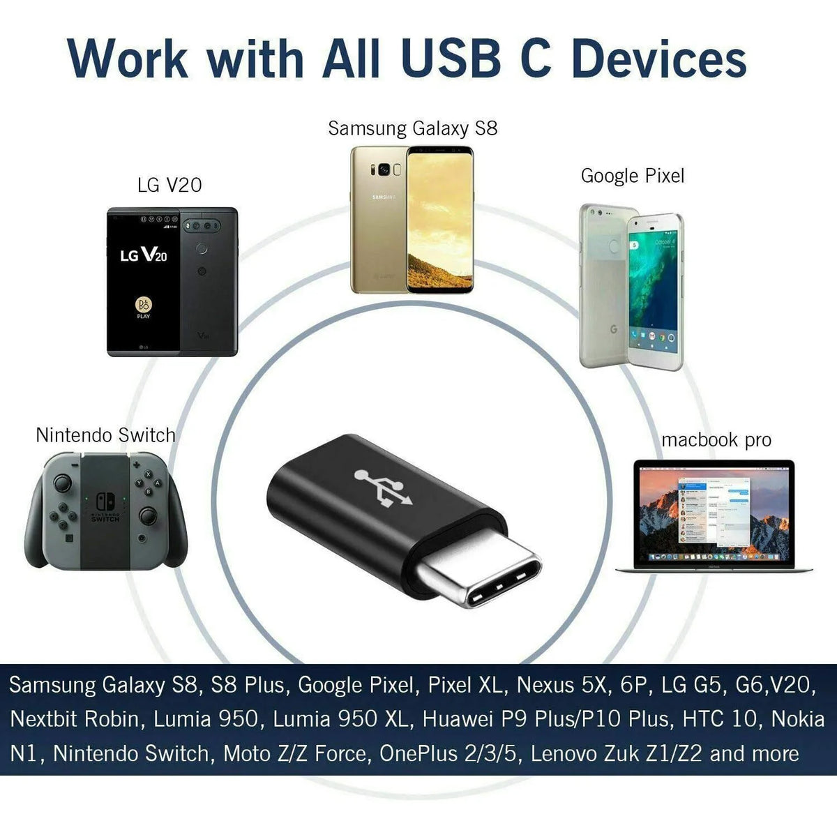 USB to USB-C Adapter Set (8-Pack) | Universal Type-C Conversion Kit