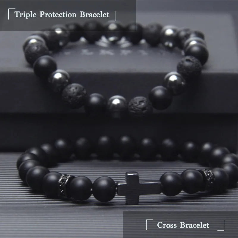 Triple Protection Men's Gemstone Bracelet