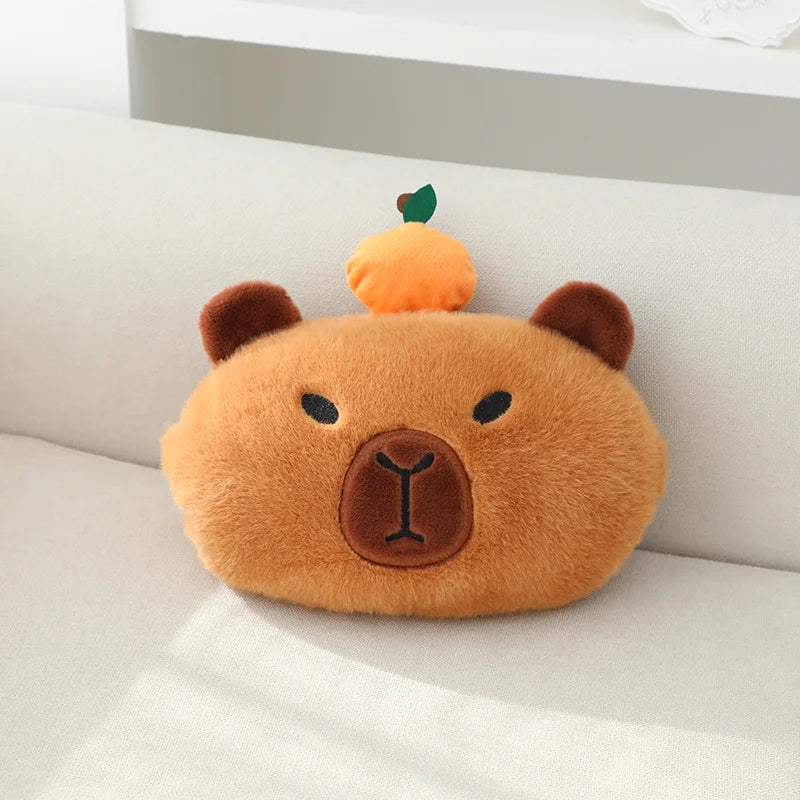 Capybara Plush Car Neck Pillow with Tissue Holder