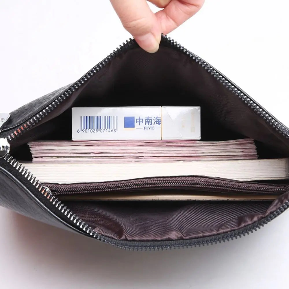 Men's PU Leather Clutch Bag with Large Capacity