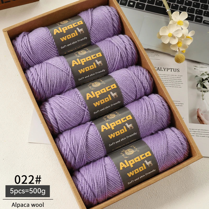 Chunky Alpaca Wool Knitting Yarn – 500g Multi-Color Set for Cozy Winter Projects