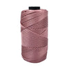 A skein of pink ice cotton silk thread used for knitting and crochet.