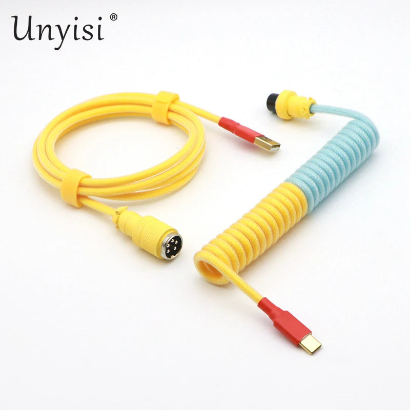 Handcrafted Coiled USB-A to Type-C Cable for Mechanical Keyboards