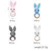 Handmade Crochet Bunny Rattle with Wooden Teether for Babies
