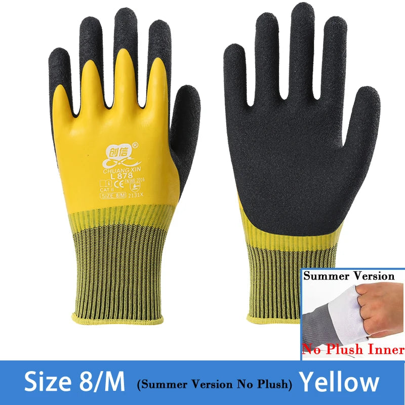 Winter Waterproof Thermal Work Gloves with Anti-Slip Latex Grip