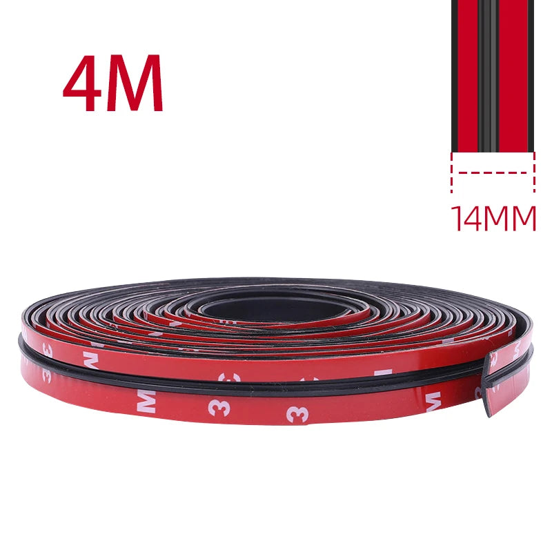 Roll of red rubber seal strip for car windows and sunroof, measuring 4 meters long.