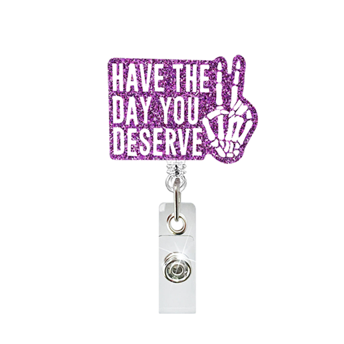 Glitter Retractable Badge Reel with Inspirational Quote
