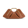 A brown soft PU leather crossbody bag with a gold-toned hardware detail.