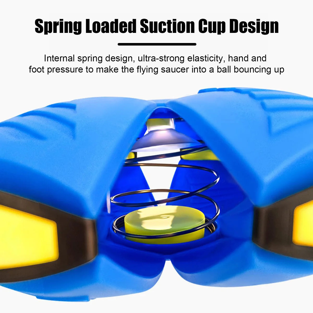 Blue spring loaded suction cup design flying saucer toy for dogs and kids