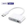 Weißer Type-C Multi-Kartenleser Adapter mit weißem Kabel und Stecker.