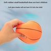 A hand is holding an orange rubber basketball, demonstrating the safety of soft glue against children.